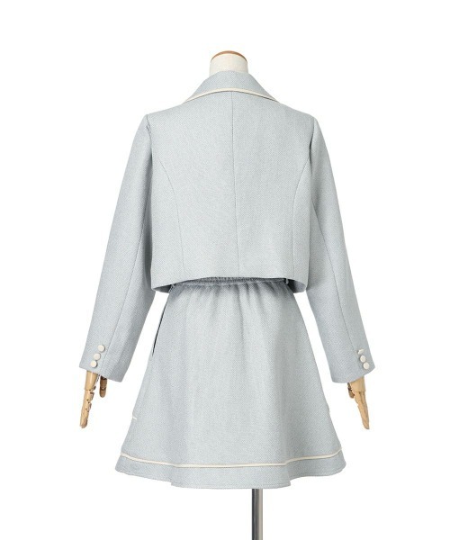 F i.n.t（フィント）の「パイピングツイードジャケットセットアップ（セットアップ・レディース・ライトブルー/ライトベージュ・FREE）」の6枚目の写真