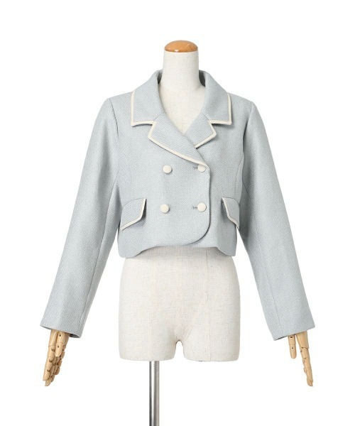 F i.n.t（フィント）の「パイピングツイードジャケットセットアップ（セットアップ・レディース・ライトブルー/ライトベージュ・FREE）」の8枚目の写真