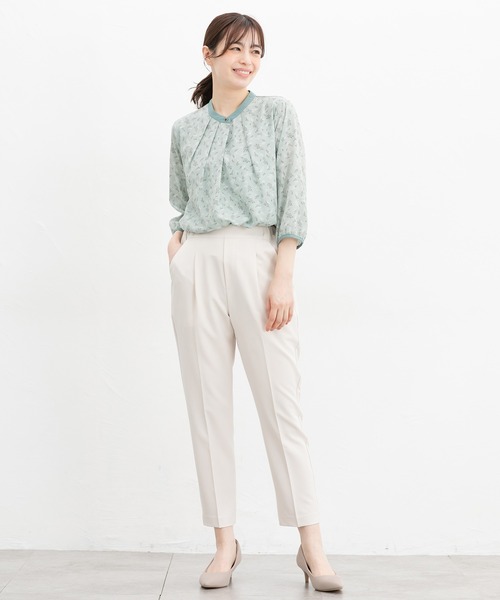 Honeys（ハニーズ）の「７分袖配色ブラウス（シャツ/ブラウス・レディース・ホワイト/ホワイト系その他/ライトグリーン系/イエロー系その他/ラベンダー/ネイビー・3L/S/M/LL/L）」の14枚目の写真