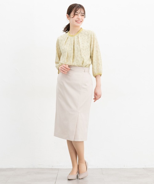 Honeys（ハニーズ）の「７分袖配色ブラウス（シャツ/ブラウス・レディース・ホワイト/ホワイト系その他/ライトグリーン系/イエロー系その他/ラベンダー/ネイビー・3L/S/M/LL/L）」の16枚目の写真