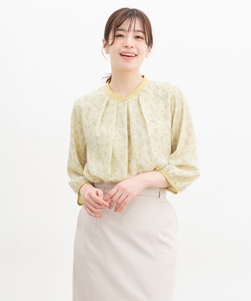 Honeys（ハニーズ）の「７分袖配色ブラウス（シャツ/ブラウス・レディース・ホワイト/ホワイト系その他/ライトグリーン系/イエロー系その他/ラベンダー/ネイビー・3L/S/M/LL/L）」の17枚目の写真