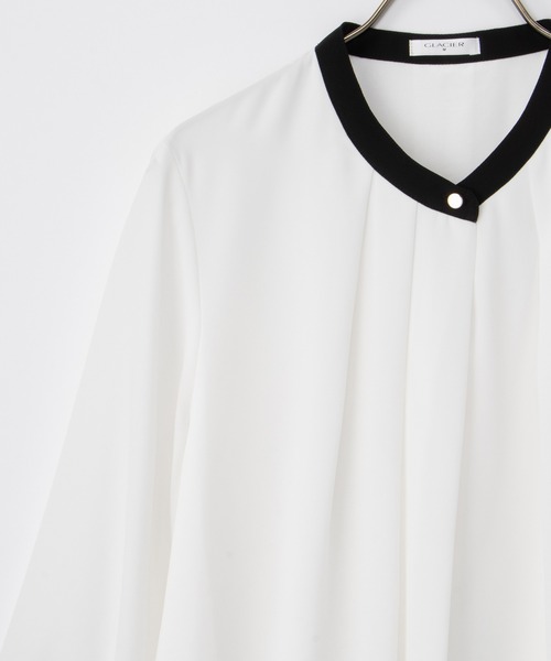 Honeys（ハニーズ）の「７分袖配色ブラウス（シャツ/ブラウス・レディース・ホワイト/ホワイト系その他/ライトグリーン系/イエロー系その他/ラベンダー/ネイビー・3L/S/M/LL/L）」の19枚目の写真