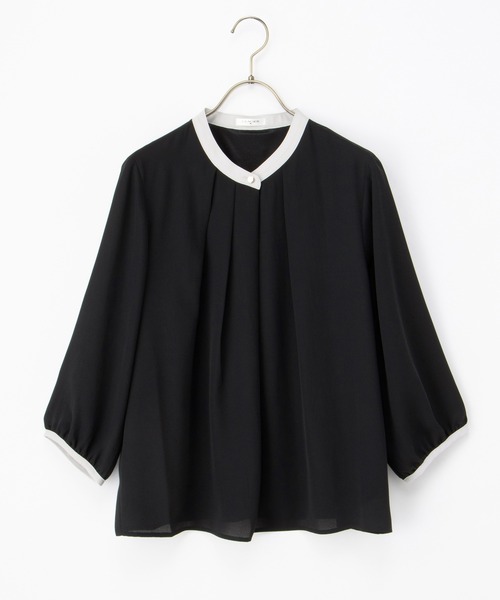 Honeys（ハニーズ）の「７分袖配色ブラウス（シャツ/ブラウス・レディース・ホワイト/ホワイト系その他/ライトグリーン系/イエロー系その他/ラベンダー/ネイビー・3L/S/M/LL/L）」の20枚目の写真