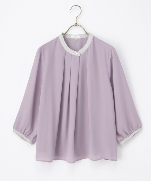 Honeys（ハニーズ）の「７分袖配色ブラウス（シャツ/ブラウス・レディース・ホワイト/ホワイト系その他/ライトグリーン系/イエロー系その他/ラベンダー/ネイビー・3L/S/M/LL/L）」の22枚目の写真