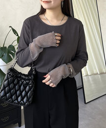 prose verse | ラメ袖シアー切替トップス(Tシャツ/カットソー)