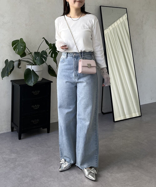 prose verse（プロズヴェール）の「ラメ袖シアー切替トップス（Tシャツ/カットソー・レディース・ピンク/チャコールグレー/オフホワイト/ブラック・LARGE/MEDIUM）」の11枚目の写真