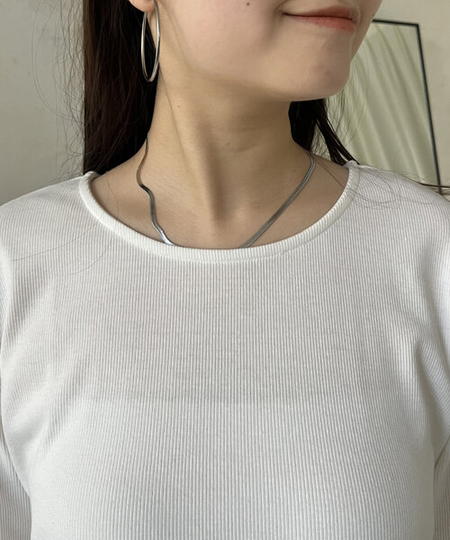 prose verse（プロズヴェール）の「ラメ袖シアー切替トップス（Tシャツ/カットソー・レディース・ピンク/チャコールグレー/オフホワイト/ブラック・LARGE/MEDIUM）」の19枚目の写真