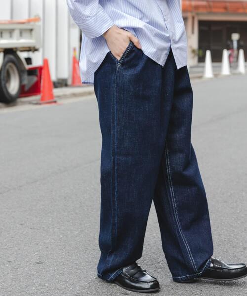 FORK&SPOON（フォークアンドスプーン）の「FORK&SPOON　ソフトツイストデニムインタックパンツ（デニムパンツ・レディース・アイボリー/ブルー・1/2）」の4枚目の写真