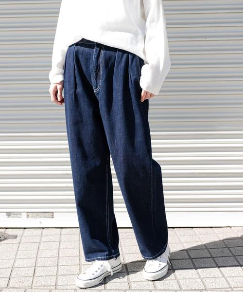 FORK&SPOON（フォークアンドスプーン）の「FORK&SPOON　ソフトツイストデニムインタックパンツ（デニムパンツ・レディース・アイボリー/ブルー・1/2）」の9枚目の写真