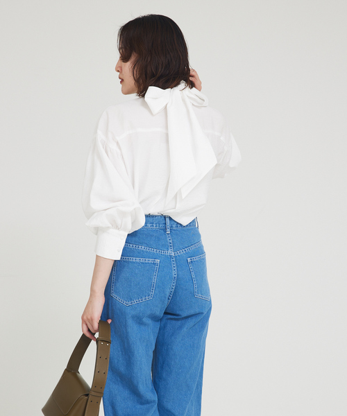 qualite scape（カリテ スケープ）の「シアーボウタイブラウス（シャツ/ブラウス・レディース・ピンク/ホワイト/ブラック・フリー）」の7枚目の写真