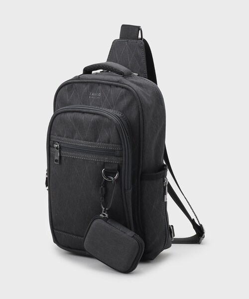 ✨未使用級極美品✨ タケオキクチ ラインブロッキング ボディバッグ レザー 黒 ✨未使用級極美品✨ タケオキクチ ラインブロッキング ボディ