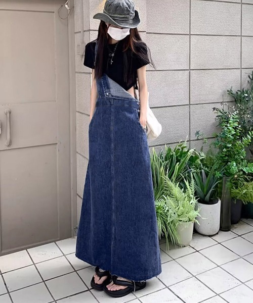 Miniministore（ミニミニストア）の「サロペットスカート韓国風デニムジャンスカ（セットアップ・レディース・インディゴブルー・L/S/M）」の21枚目の写真