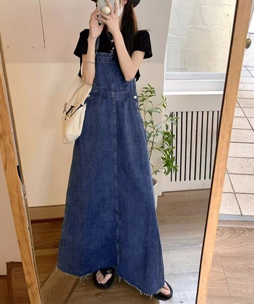 Miniministore（ミニミニストア）の「サロペットスカート韓国風デニムジャンスカ（セットアップ・レディース・インディゴブルー・L/S/M）」の16枚目の写真