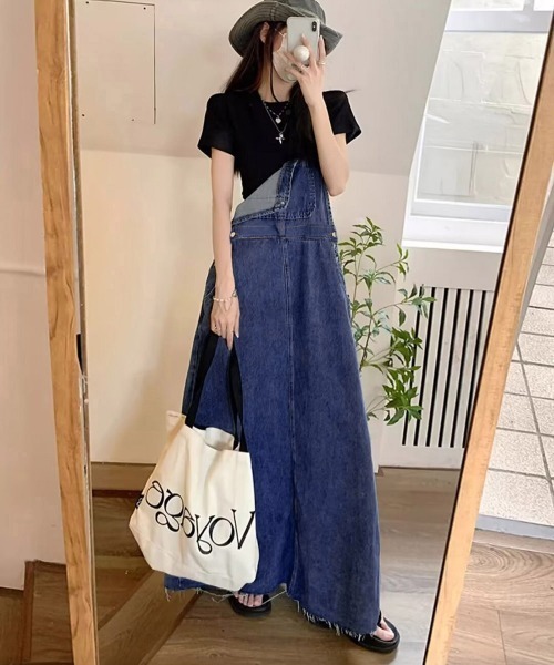 Miniministore（ミニミニストア）の「サロペットスカート韓国風デニムジャンスカ（セットアップ・レディース・インディゴブルー・L/S/M）」の15枚目の写真