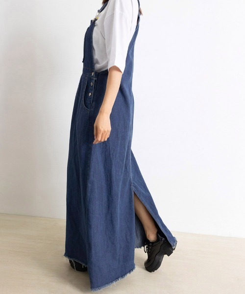 Miniministore（ミニミニストア）の「サロペットスカート韓国風デニムジャンスカ（セットアップ・レディース・インディゴブルー・L/S/M）」の11枚目の写真