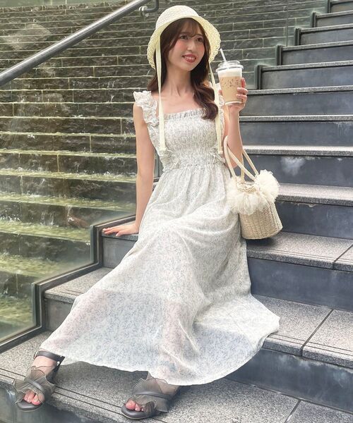 MAJESTIC LEGON（マジェスティックレゴン）の「フリルショルダーレースアップワンピ（ワンピース・レディース・ホワイト系その他/ホワイト系その他2/グレー系その他/ブラック系その他・X-SMALL/SMALL/MEDIUM/LARGE）」の2枚目の写真