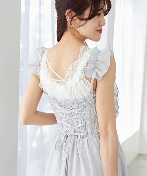 MAJESTIC LEGON（マジェスティックレゴン）の「フリルショルダーレースアップワンピ（ワンピース・レディース・ホワイト系その他/ホワイト系その他2/グレー系その他/ブラック系その他・X-SMALL/SMALL/MEDIUM/LARGE）」の5枚目の写真