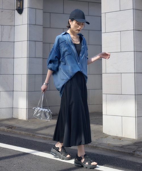 Paradise Picnic（パラダイスピクニック）の「Dignite Collier 袖リブシアーデニムスナップボタン付シャツ（シャツ/ブラウス・レディース・ネイビー/ブルー・FREE）」の20枚目の写真