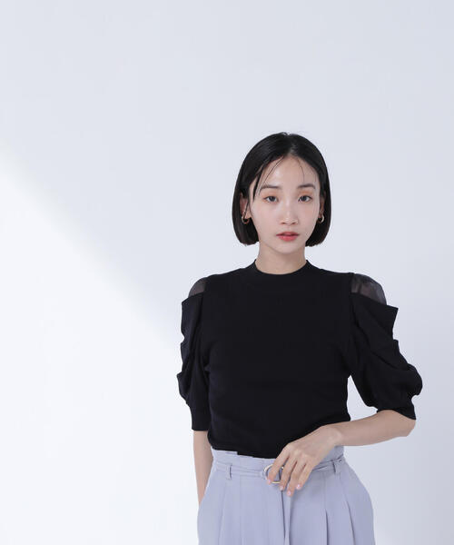 NATURAL BEAUTY BASIC（ナチュラルビューティーベーシック）の「◇シアースリットドレープスリーブニット（ニット/セーター・レディース・グレー/ブルー/ブラック/ピンク・FREE）」の9枚目の写真