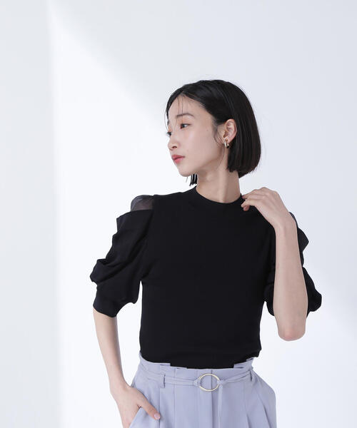 NATURAL BEAUTY BASIC（ナチュラルビューティーベーシック）の「◇シアースリットドレープスリーブニット（ニット/セーター・レディース・グレー/ブルー/ブラック/ピンク・FREE）」の11枚目の写真