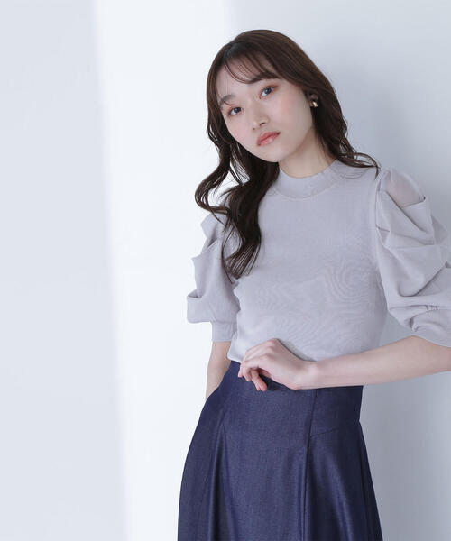 NATURAL BEAUTY BASIC（ナチュラルビューティーベーシック）の「◇シアースリットドレープスリーブニット（ニット/セーター・レディース・グレー/ブルー/ブラック/ピンク・FREE）」の18枚目の写真