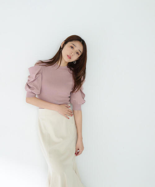ニット セーター シアースリットドレープスリーブニット レディース シアースリットドレープスリーブニット | NATURAL BEAUTY BASIC