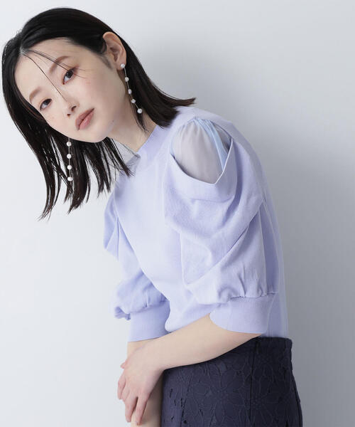 Natural Beauty Basic上品 スリーブ シアーレイヤースリーブニット | NATURAL BEAUTY BASIC