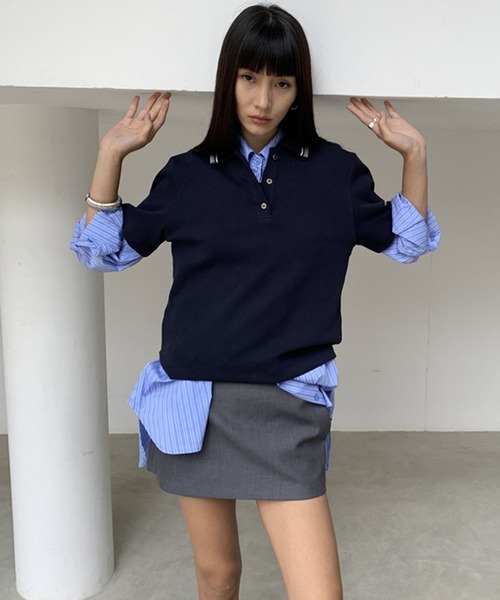 chuclla(チュクラ)の「【LONSLAN】ブルーストライプ オーバーサイズシャツ CHLONW25s022(シャツ/ブラウス・レディース・ブルー・FREE)」の10枚目の写真