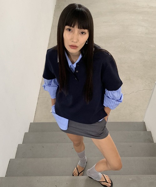 chuclla(チュクラ)の「【LONSLAN】ブルーストライプ オーバーサイズシャツ CHLONW25s022(シャツ/ブラウス・レディース・ブルー・FREE)」の12枚目の写真