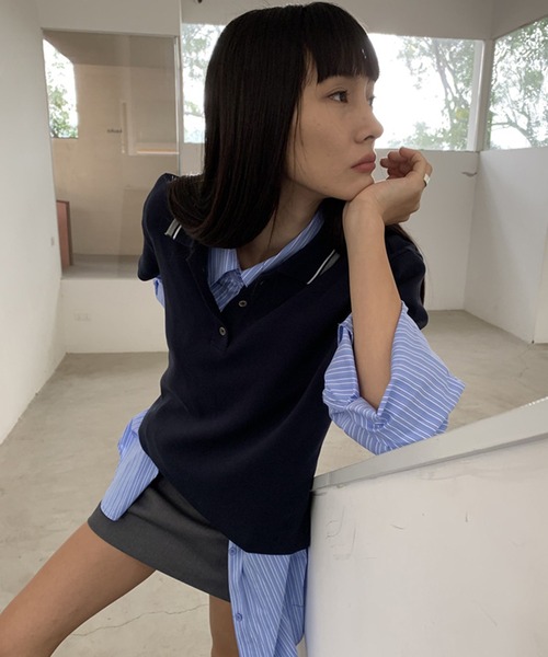 chuclla(チュクラ)の「【LONSLAN】ブルーストライプ オーバーサイズシャツ CHLONW25s022(シャツ/ブラウス・レディース・ブルー・FREE)」の13枚目の写真