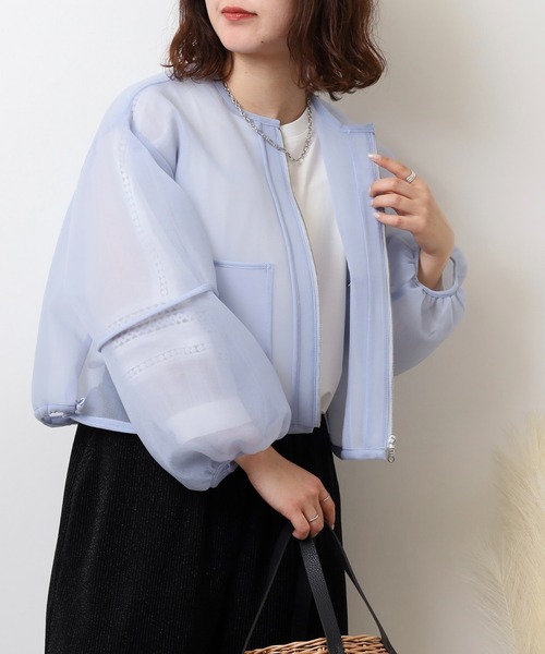 Anna Nicola(アンナニコラ)の「Anna Nicola シアーダンボール ショート丈 ボリュームブルゾン(ブルゾン・レディース・ブラック/サックスブルー/ライム・38)」の17枚目の写真
