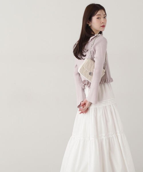 EDIT COLOGNE（エディットコロン）の「《EDIT COLOGNE》ラッフルカーディガン（カーディガン/ボレロ・レディース・ホワイト系その他/レッド/グレー・FREE）」の6枚目の写真