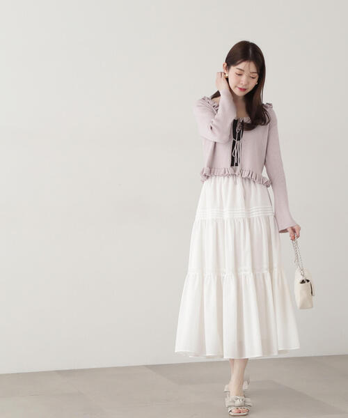 EDIT COLOGNE（エディットコロン）の「《EDIT COLOGNE》ラッフルカーディガン（カーディガン/ボレロ・レディース・ホワイト系その他/レッド/グレー・FREE）」の7枚目の写真