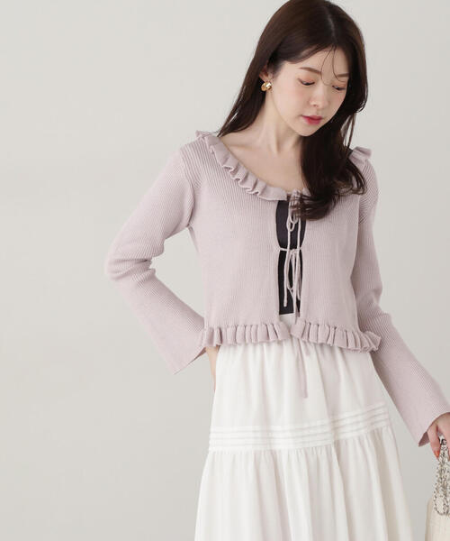 EDIT COLOGNE（エディットコロン）の「《EDIT COLOGNE》ラッフルカーディガン（カーディガン/ボレロ・レディース・ホワイト系その他/レッド/グレー・FREE）」の8枚目の写真