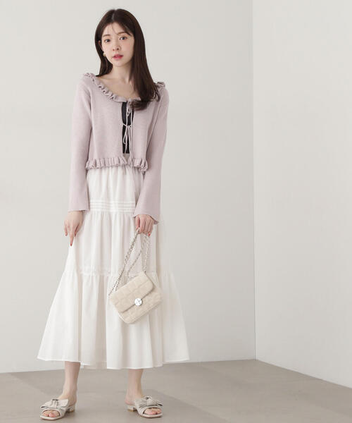 EDIT COLOGNE（エディットコロン）の「《EDIT COLOGNE》ラッフルカーディガン（カーディガン/ボレロ・レディース・ホワイト系その他/レッド/グレー・FREE）」の9枚目の写真