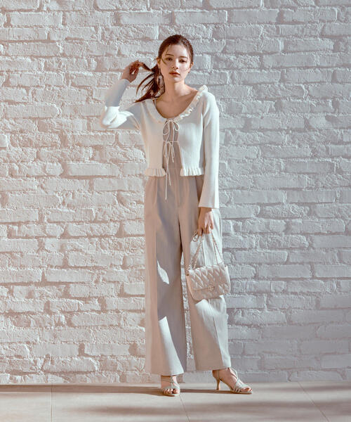 EDIT COLOGNE（エディットコロン）の「《EDIT COLOGNE》ラッフルカーディガン（カーディガン/ボレロ・レディース・ホワイト系その他/レッド/グレー・FREE）」の13枚目の写真