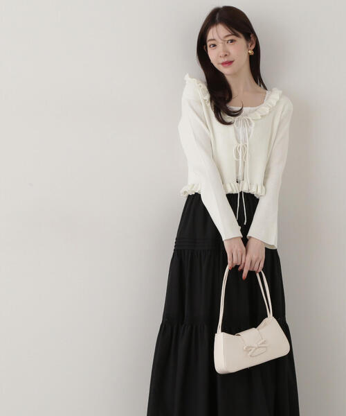 EDIT COLOGNE（エディットコロン）の「《EDIT COLOGNE》ラッフルカーディガン（カーディガン/ボレロ・レディース・ホワイト系その他/レッド/グレー・FREE）」の18枚目の写真