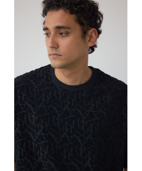 AZUL by moussy(アズールバイマウジー)の「総柄パイルジャガードトップス(Tシャツ/カットソー・メンズ・ブラック/ホワイト・MEDIUM/LARGE)」の11枚目の写真
