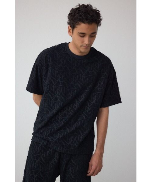 AZUL by moussy(アズールバイマウジー)の「総柄パイルジャガードトップス(Tシャツ/カットソー・メンズ・ブラック/ホワイト・MEDIUM/LARGE)」の10枚目の写真