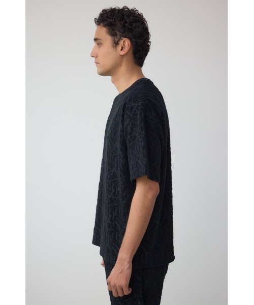 AZUL by moussy(アズールバイマウジー)の「総柄パイルジャガードトップス(Tシャツ/カットソー・メンズ・ブラック/ホワイト・MEDIUM/LARGE)」の7枚目の写真