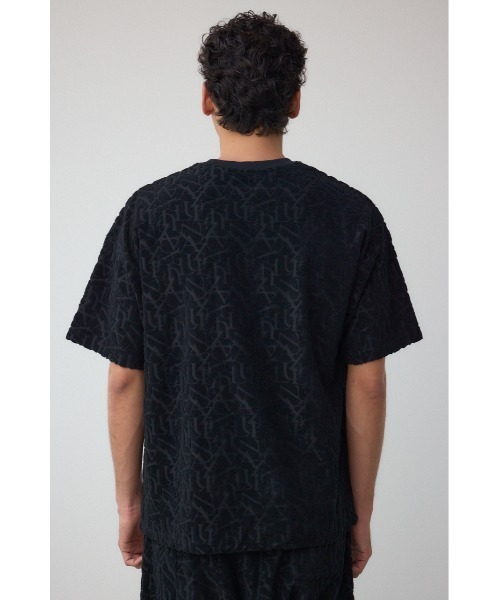 AZUL by moussy(アズールバイマウジー)の「総柄パイルジャガードトップス(Tシャツ/カットソー・メンズ・ブラック/ホワイト・MEDIUM/LARGE)」の6枚目の写真