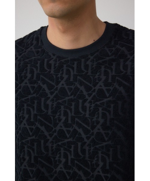 AZUL by moussy(アズールバイマウジー)の「総柄パイルジャガードトップス(Tシャツ/カットソー・メンズ・ブラック/ホワイト・MEDIUM/LARGE)」の5枚目の写真