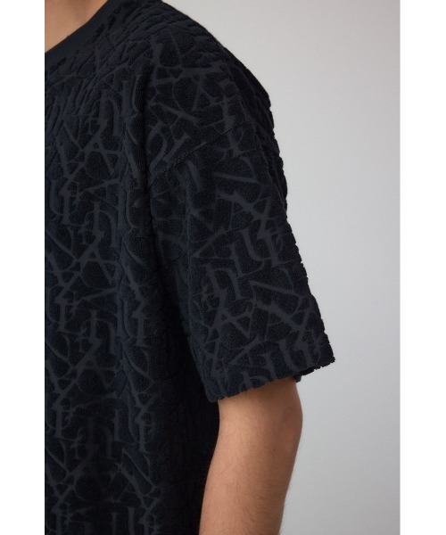 AZUL by moussy(アズールバイマウジー)の「総柄パイルジャガードトップス(Tシャツ/カットソー・メンズ・ブラック/ホワイト・MEDIUM/LARGE)」の4枚目の写真