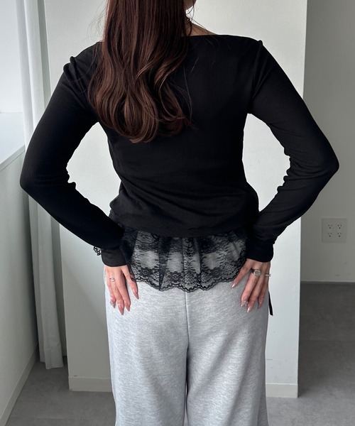 apres jour mignon（アプレジュールミニョン）の「リボンカットソー【ZOZOTOWN限定アイテム 】（Tシャツ/カットソー・レディース・グレー/アイボリー/ブラック/ブラック系その他・X-LARGE/フリー）」の19枚目の写真
