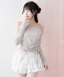 ラメシアーオフショルカットトップス