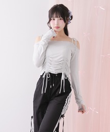 DearMyLoveRose | ラメシアーオフショルカットトップス(Tシャツ/カットソー)