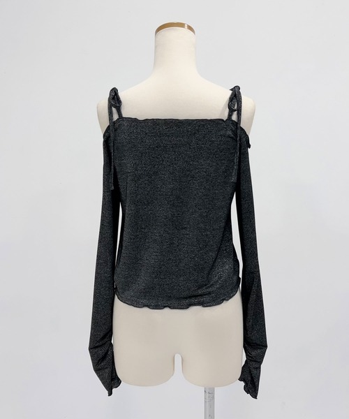 DearMyLoveRose（ディアマイラブローズ）の「ラメシアーオフショルカットトップス（Tシャツ/カットソー・レディース・ホワイト/ベビーピンク/ミント/ブルー/グレー/ブラック・MEDIUM/LARGE/LL/3L）」の13枚目の写真