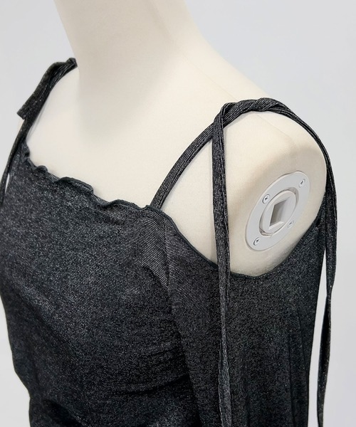 DearMyLoveRose（ディアマイラブローズ）の「ラメシアーオフショルカットトップス（Tシャツ/カットソー・レディース・ホワイト/ベビーピンク/ミント/ブルー/グレー/ブラック・MEDIUM/LARGE/LL/3L）」の10枚目の写真