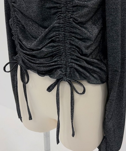 DearMyLoveRose（ディアマイラブローズ）の「ラメシアーオフショルカットトップス（Tシャツ/カットソー・レディース・ホワイト/ベビーピンク/ミント/ブルー/グレー/ブラック・MEDIUM/LARGE/LL/3L）」の9枚目の写真