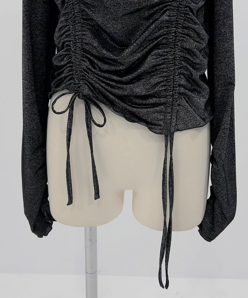 DearMyLoveRose（ディアマイラブローズ）の「ラメシアーオフショルカットトップス（Tシャツ/カットソー・レディース・ホワイト/ベビーピンク/ミント/ブルー/グレー/ブラック・MEDIUM/LARGE/LL/3L）」の8枚目の写真